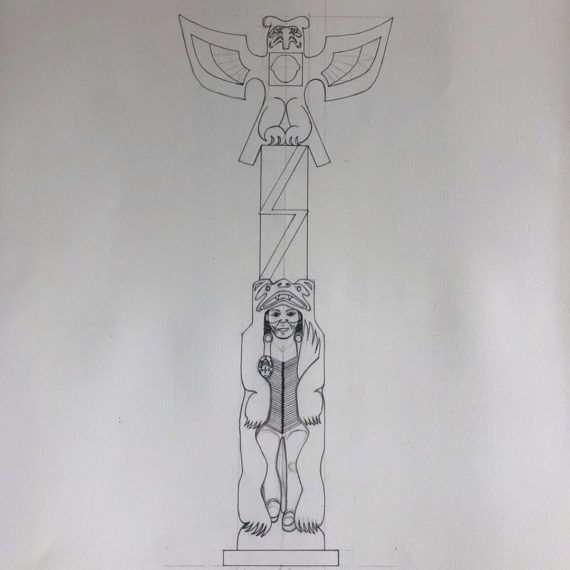 Twenty Foot Cedar Pole Carving Exhibit